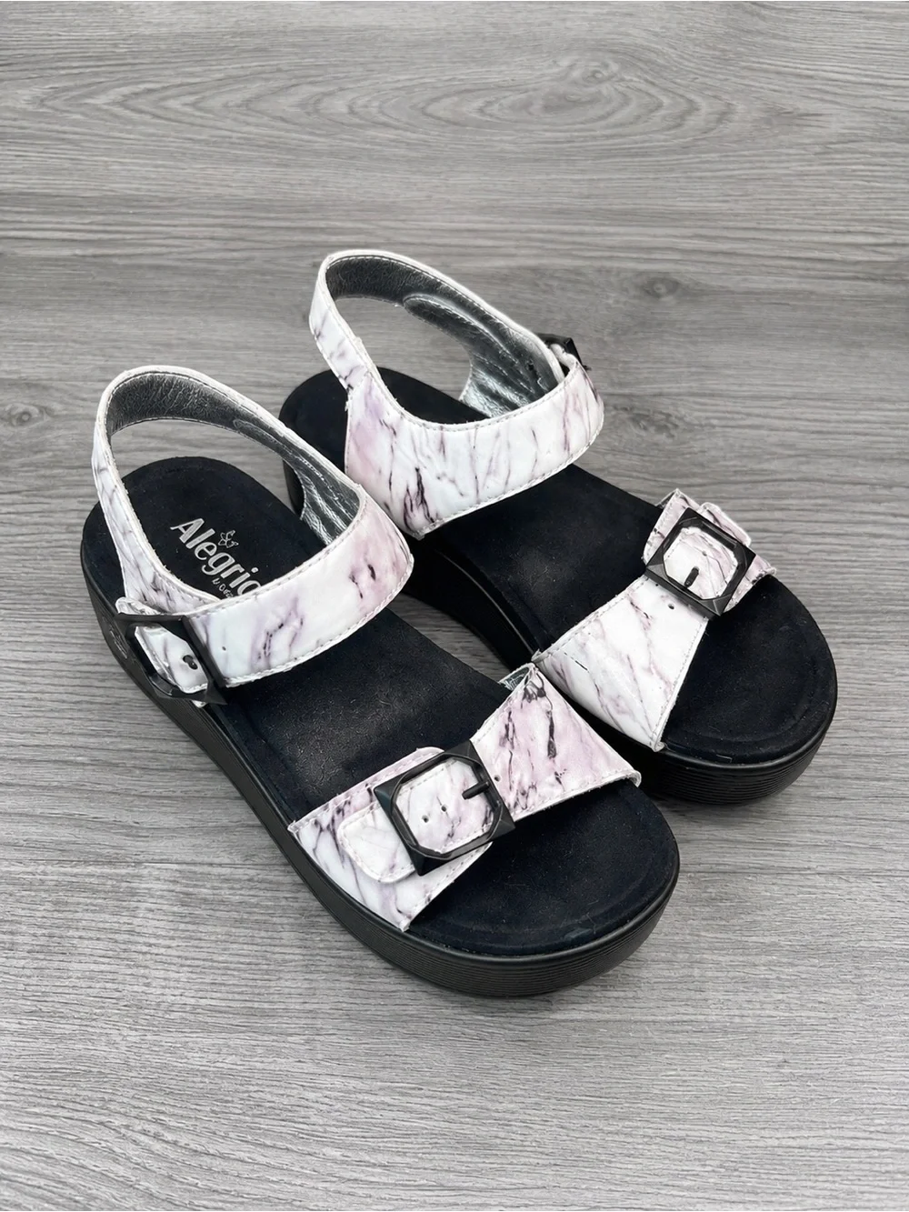 Alegria PG Lite Marble Print Platform Comfort Sandals Women’s Size 9.5 (40)